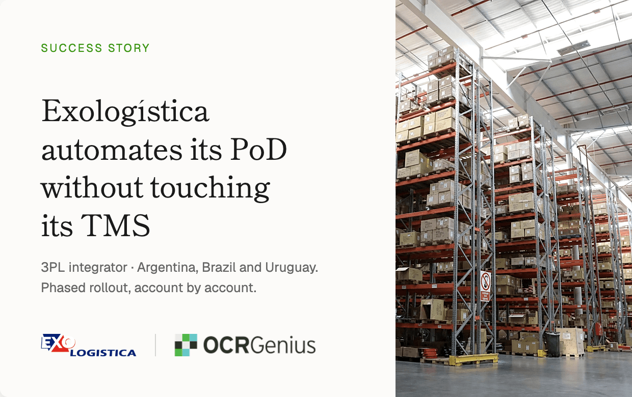 Success story: Exologística automates its PoD without touching its TMS with OCR-Genius